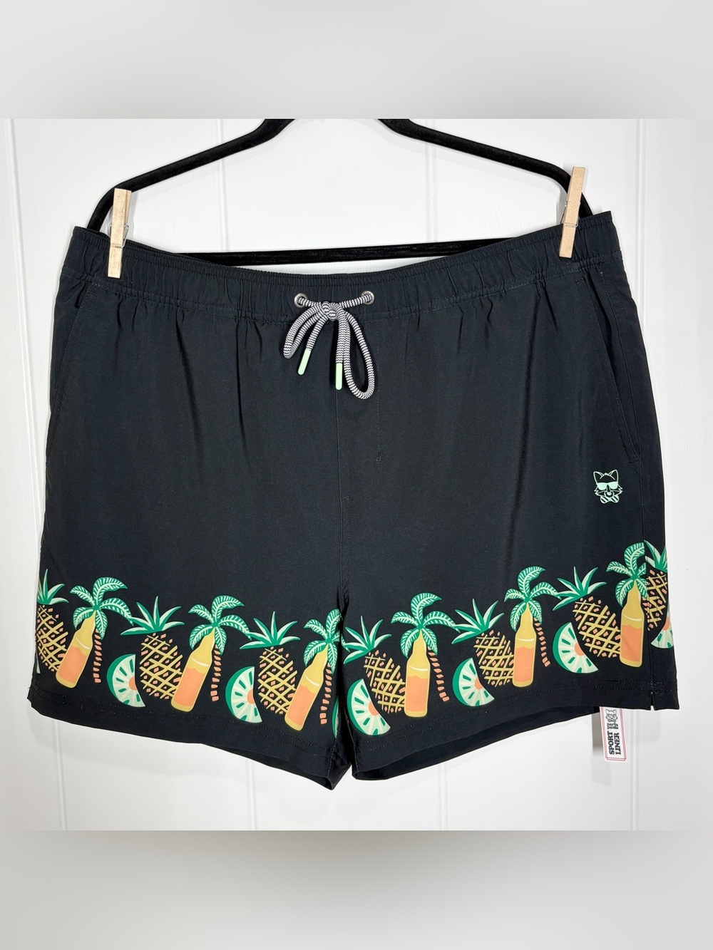 Party Pants Men’s Size Large Swim Trunks Shorts Tropic Like It Hot Black